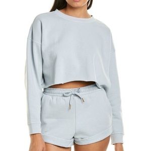 we wore what blue sweatshirt sweat short set blue
